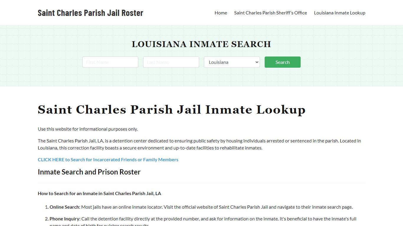 Saint Charles Parish Jail Roster Lookup, LA, Inmate Search